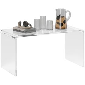 32  Clear Acrylic Coffee Table, 0.5In Thick C-Shape Waterfall End Coffee Table, Multipurpose Lucite Tea Table For Living Room (Option: Transparent color)