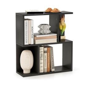 Living Room Bookshelf with Display Shelf for Small Space (Color: Black, type: Bookshelf)