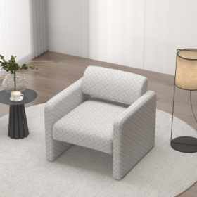 Single Sofa Chair, Upholstered Comfortable Chair With Armrests, For Dining Room Bedroom  Living Room Reception   BLACK 30.9X30.51X30.11 (Color: Beige)