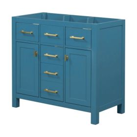 36'' Bathroon Vanity Without, Modern Freestanding Single Bathroom Cabinet With 4 Drawers & 2 Cabinets,Storage Cabinet For Bathroom, Solid Wood Fr (Color: Blue)