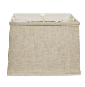 Retro Rectangle Softback Lampshade With Washer Fitter, Oatmeal Color Fabric Lampshade For Table Lamps, Natural Linen, 8x14 Top X 10x16 Bottom X 1 (Option: Natural)
