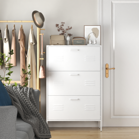 Shoe Storage Cabinet With 3 Flip Drawers, Freestanding Shoe Cabinet Organizer With Metal  Frame For Entryway, Hallway, Foyer, White (Color: White)