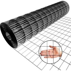 36inch X 50ft Black Vinyl Coated Hardware Cloth 2 X 3  16Ga Welded Wire Mesh Fence, PVC Coated Welded Chicken Wire Fencing, Metal Garden Plant Fe (Color: Black)