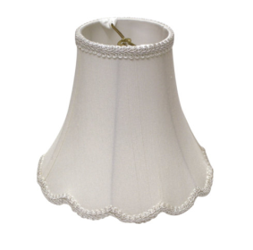Slant Scallop Bell Softback Lampshade With Washer Fitter, White (Color: White)